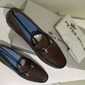 Peter Millar Rich Brown Leather Slip-Ons